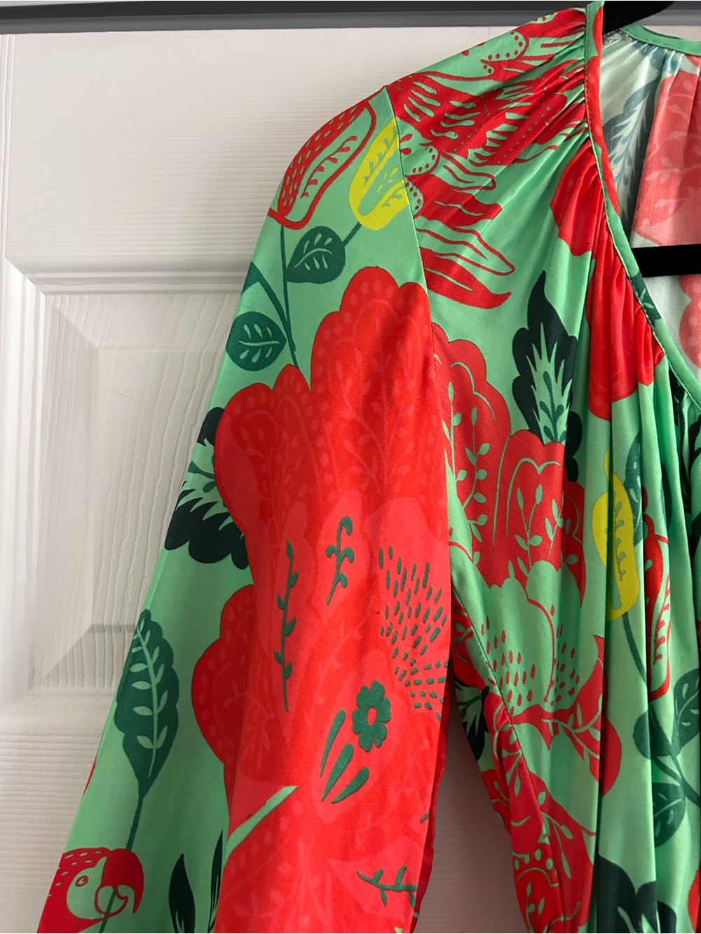Anthropologie Farm Rio Floral Poppy Printed Wedding Guest Feminine Maxi Dress. - Picture 5 of 12